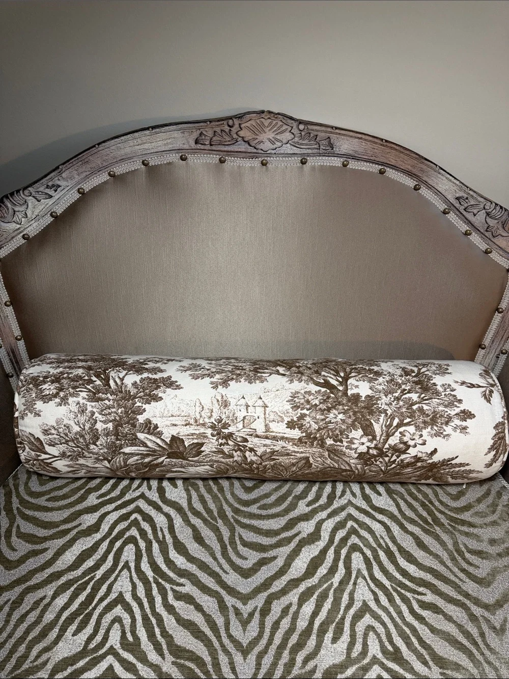 Pottery Barn Matine Toile Bolster Roll Pillow